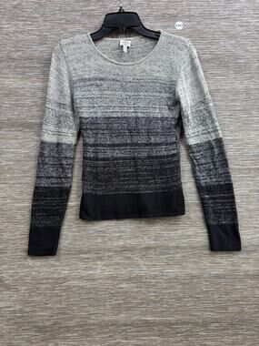 Armani Jeans Sweater Womens Small Gray Ombre Stripe Scoop Neck Knit Pullover